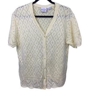 JR Bentley Butter Yellow Cottagecore Scallop Short Sleeve Feminine Cardigan XL